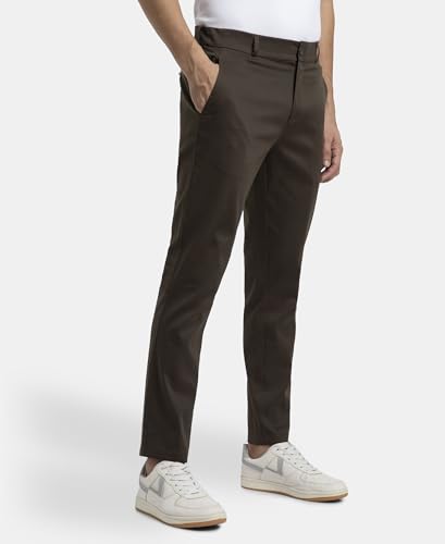 Image of Jockey IM26 Men's Super Combed Cotton Rich Elastane Stretch Woven Fabric Slim Fit All Day Pants with Side Pockets