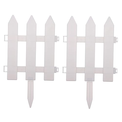 Toyvian 2Juegos Valla de Jardín de Plástico Blanca Decorativa y Protectora para Césped y Instalación para Exteriores y Zonas
