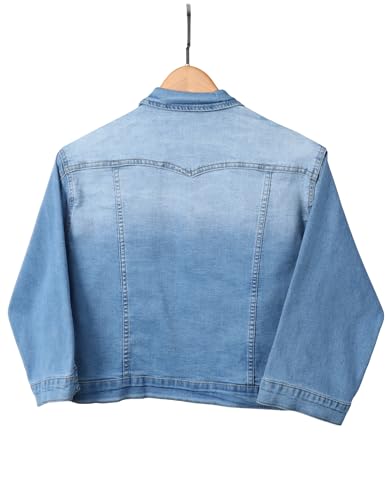 AMEBELLE Women's 3/4 Sleeve Strech Distress Slim Crop Denim Jean Trucker Jacket2