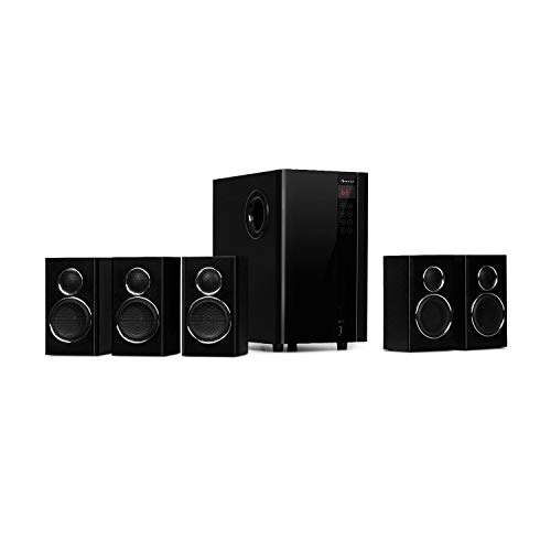 auna Areal Touch - Equipo de Altavoces 5.1, Potencia máxima 200 W, Subwoofer Tecnología OneSide Bassreflex, Pantalla...