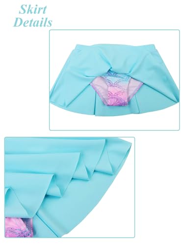 Image of BAOHULU Girls Two Piece Swimsuits Rash Guard Ruffle Bikini Skirt Short Sleeves Beach Dress Swimwear UPF 50+ 3-12Y