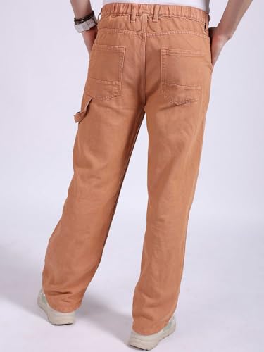 Image of The Indian Garage Co Men Baggy Solid Mid-Rise Stretchable Jeans