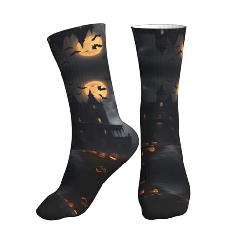 Kycvds Calcetines góticos de algodón para Halloween, atléticos, deportes, correr, retro, lindos, a juego, para hombres y mujeres, con algodón peinado, 1 negro., Altoa única