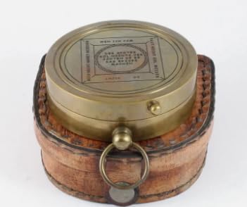 Brújula de Zócalo Solar Vintage con Estuche de Cuero miniatura 3