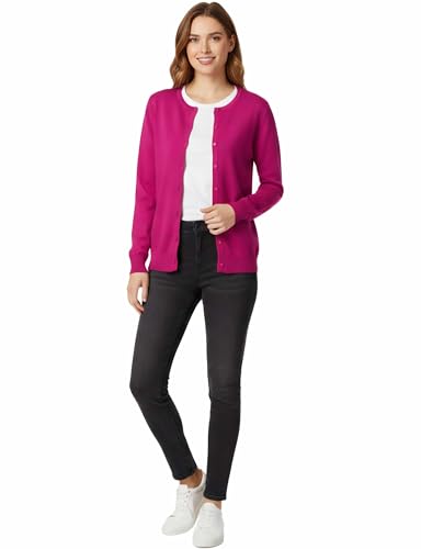 Image of Allsense Women's Long-Sleeve Crewneck Cardigan | Classic Button Down Sweater, Soft Fine Knit, Lightweight