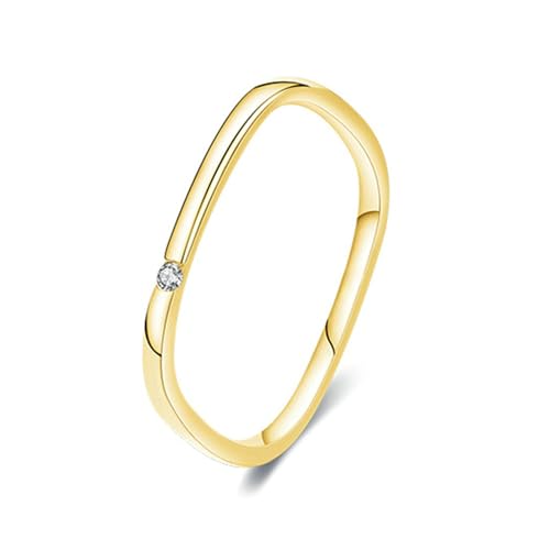 Stfery Anillos para mujer oro redondo blanco diamante mujer anillo 585 anillo 45 (14.3)-62 (19.7)