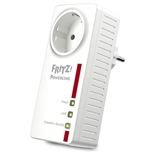 AVM Fritz! Powerline 1220E Single International (Powerline-Netzwerkadapter/Extender, 1200 Mbit/s, 2 Gigabit-LAN-Anschlüsse)