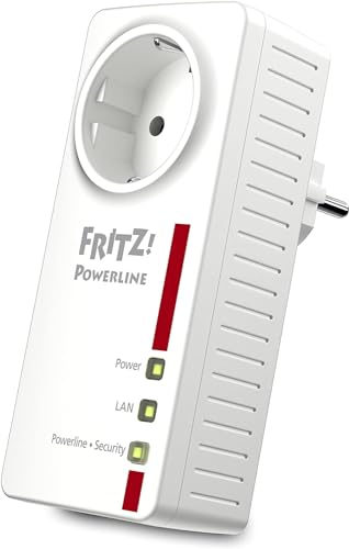 AVM Fritz!Powerline 1220E Single International (Netzadapter / Extender über Stromkabel, 1200 Mbps, 2 Gigabit-LAN-Ports)