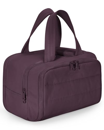 Image of BAGSMART Travel Toiletry Bag, Crush Toiletry Bag for Women, Wide-open Puffy Toiletry Bags for Traveling, Large Travel Cosmetic Makeup Bag Organizer for Accessories,Toiletrie (Rosy Purple)