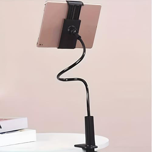 Image of LikeStar Universal Flexible Long Arm Metal Lazy Mobile Holder Stand for Desk, Bed, and Table - 360 Adjustable Clip Mount Compatible with All Smartphones - Strong Grip & Durable Design (Black)