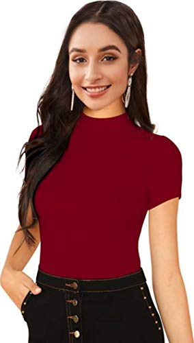 Image of Dream Beauty Fashion Women's Half Sleeve Round High Neck Top Elegant Casual Tee, Pack of 2-23 inch inches (Combo-Tripta Tiger)