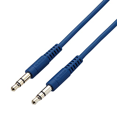 エレコム オーディオケーブル ステレオミニプラグ 2.0m やわらか AUX ケーブル 3.5mm ブルー AX-35MY20BU