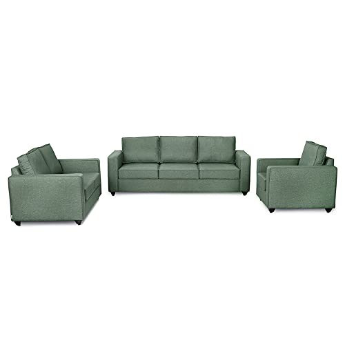 Image of Wakefit Sofa Set | 3 Year Warranty | Sofa 6 Seater, 6 Seater Sofa for Living Room, Wooden Sofa Set, Sofa Set 3+2+1 Seater - Napper(Omega : Green)