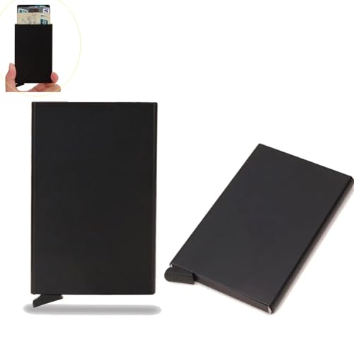 DraCra 2 Pack Credit Card Holder Pop Up Wallet Full Metal Slim RFID Blocking Sleeves Envelopes Protective Case Organizer For ID Business Bank Debit Cards Men and Women Minimalist