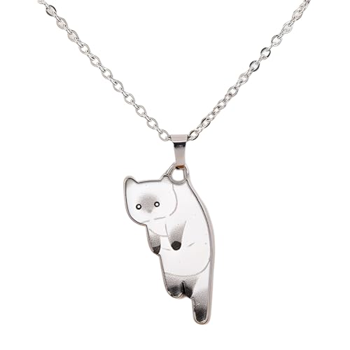Collier chat noir argent 925 pendentif émail assorti pour femme
