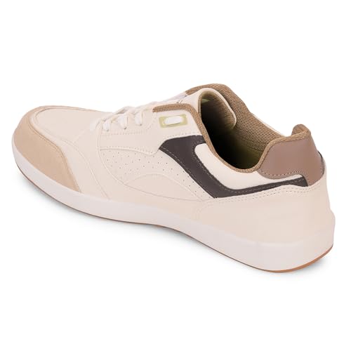 Image of Liberty Leap7x CLASTO-1E Men's Casual Lacing Sneakers, Beige and Sky Blue | Suitable for Walking Travel, College, Office | Comfortable Lace-Up Casual Shoes | Lightweight Stylish Fashion Footwear