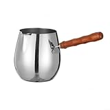 Utilisation polyvalente de cuisine : fonctionne comme pot à lait, poêle à chocolat ou récipient chauffant à sauce, adapté pour le brassage sur la cuisinière, le réchauffement de boissons ou la création de mousse riche ; idéal pour les cuisines domestiques et les cafés nécessitant des ustensiles de cuisine multifonctionnels.