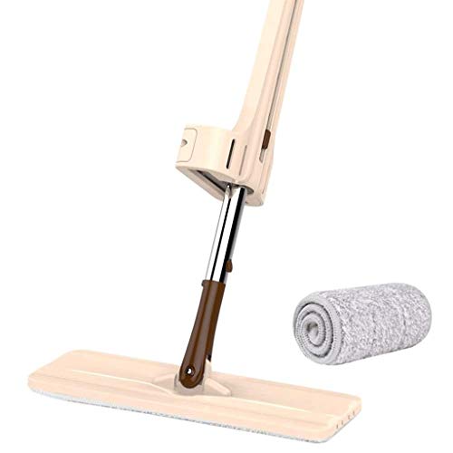 Balai à essorage automatique plat avec manche en acier inoxydable pour lavage humide et sec