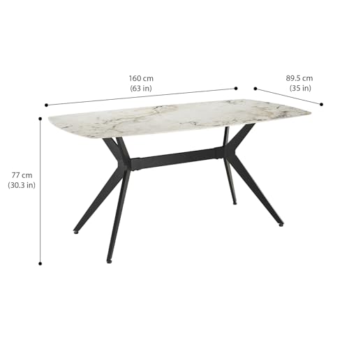 Image of Wakefit Baklava Dining Table - 6 Seater Marble Finish Top