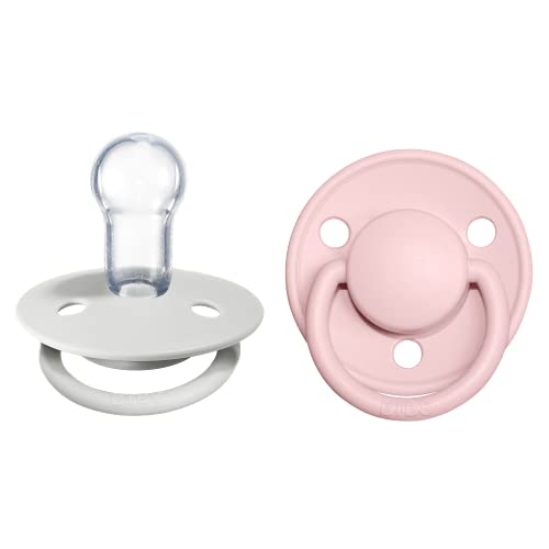 Image of BIBS Pacifiers - De Lux Collection | BPA-Free Baby Pacifier | Made in Denmark | Set of 2 Blossom/Haze Color Premium Soothers | Size One Size