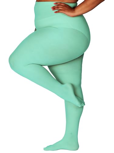 Image of HONENNA Queen Plus Size Tights Semi Opaque Control Top High Waist Stockings Nylons Pantyhose for Women 1X 2X 3X 4X 5X 6X