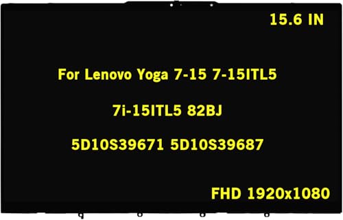 GBOLE 15.6\" New Screen Replacement for Lenovo Yoga 7-15 7-15ITL5 7i-15ITL5 82BJ 5D10S39671 5D10S39687 FullHD 1920x1080 LCD Display Touch Screen Assembly Digitizer Control Board with Bezel
