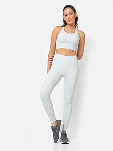 Image of CULT High Waist Running Tights with Side Pocket | Geometric Print | Breathable | Moisture-Wicking | Curved Hem