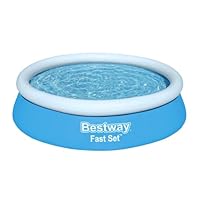Bestway Fast Set Aufstellpool ohne Pumpe, Ø 183 x 51 cm, Blau, Rund, 940 Liter, TriTech-Material, Selbstaufbauend, Sicherheitsventil, Inkl. Reparaturflicken
