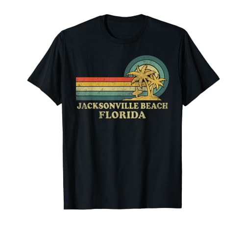 Jacksonville Beach Florida Family Vacation Vintage Palm Tree T-Shirt