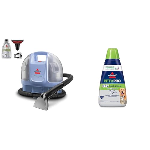 Image of Little Green Mini Limited Edition Color Lake Blue, 4075F + BISSELL PET PRO OXY Spot & Stain Formula for Portable Carpet Cleaners, 32 oz., 2034