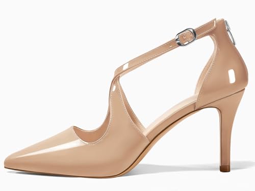 Image of Womens Pumps High Heels Pointed Toe Crossed Strap D'Orsay Zip up Stilettos Party Dress Shoes