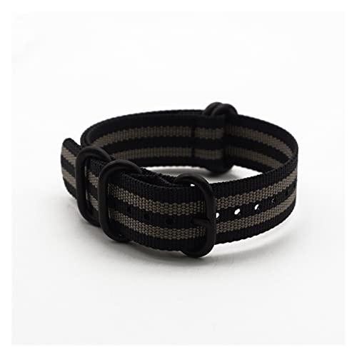 Bracelet de montre Zulu noir en nylon idéal pour le sport et l'aventure 20mm 22mm