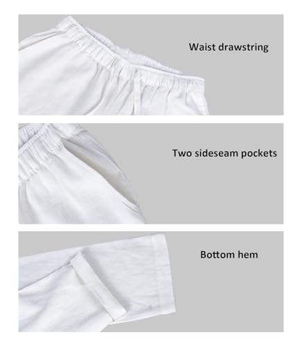 Women's 100% Linen Lounge Pants Lightweight Elastic Waist Casual Pants with Pockets4