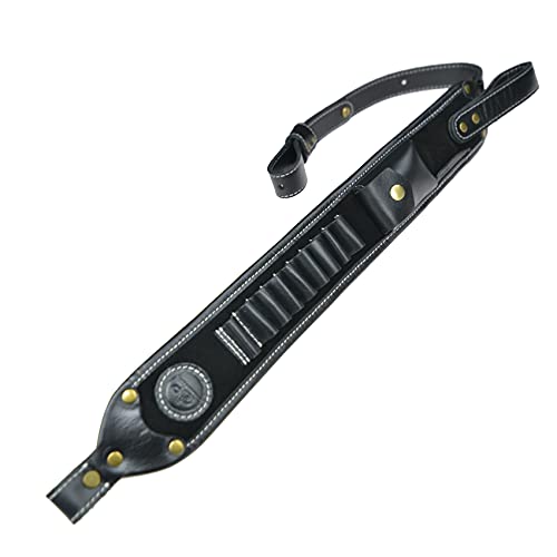 Leather Hunting Gun Belt with Heavy Stitching 9pcs Round Cartridge Holder Belt Sling