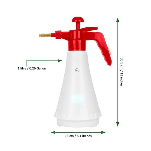 Kraft Seeds Pressure Spray Pump (1000 Ml) |Plastic Spray Pump For Gardening |Sprayer For Garden Plants | Pressure Sprayer For Home Gardening | Easy Use Spray Pump, Hand Powered, White And Red