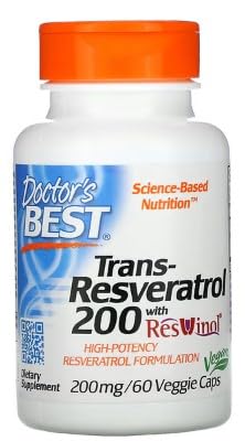 Doctor's Best Trans-Resveratrol con ResVinol-25, 200mg - 60 cápsulas vegetarianas