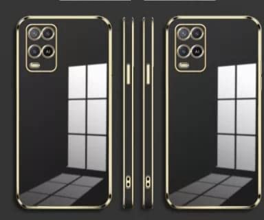 Image of Apurb Store for Oppo A54 Plating Square Gold Frame Phone Case Luxury Soft Silicone Back Cover (for Oppo A54, Black)