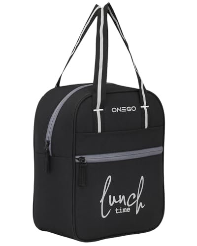 Durable & Lightweight Lunch Bag | Trendy Water-Resistant Tiffin Bag & Meal Holder for Office, School, Travel & Picnic, Stylish, Insulated Design for Men, Women & Kids (Black)