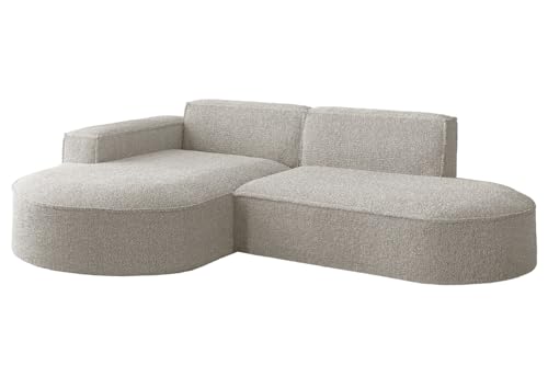 Ecksofa Parma Studio 236 cm Bouclé Stoff modern freistehend Bequeme Wohnlandschaft Links oder rechts montierbar, Beige, Loop 02, Links Ecksofa Parma Studio 236 cm Bouclé Stoff modern freistehend Bequeme Wohnlandschaft Links oder rechts montierbar, Beige, Loop 02, Links