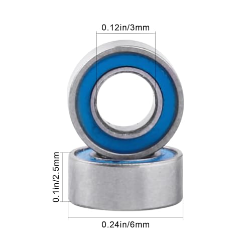 Image of 10pcs MR63-2RS Ball Bearings - Miniature Deep Groove Ball Bearing Double Blue Rubber Sealed Chrome Steel for RC Cars /Planes /Drone /Robotics and Small Electric Motors(3x6x2.5mm)