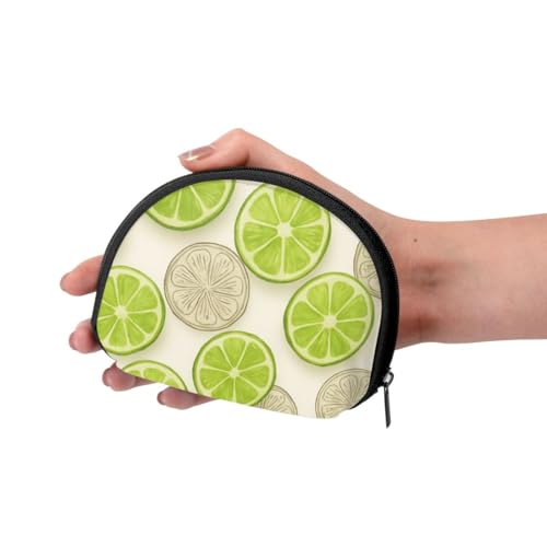 Portable Coin Purse Lime Slice Pattern Mini Zippered Money Pouch Card Holder3