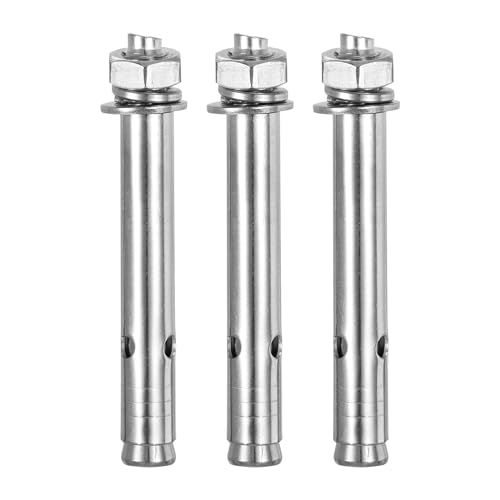 Image of DTGN M10 x 100 Expansion Bolts - 3Pack- Good for Concrete Dry Brick Block Walls - 304 Stainless Steel - Silver
