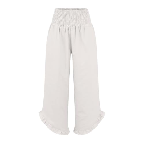 Womens Linen Summer Palazzo Pants Flowy Wide Leg Beach Pants with Pockets3