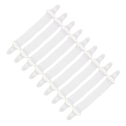 OKUMEYR 16Pcs Adjustable Bed Sheet Holder Clips Heavy Duty Elastic Fasteners for Fitted Flat Prevent Mattress Slippage Stylish White Design for All Bed