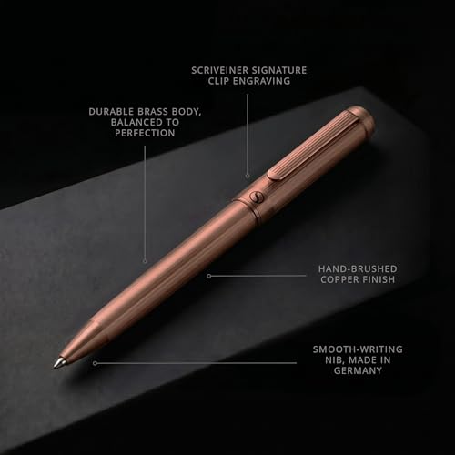 Image of Scriveiner Copper Ballpoint Pen - Stunning Luxury Pen, Schmidt Black Refill, Best Ball Pen Gift Set for Men & Women, Professional Executive Office, Nice Fancy Designer Pens