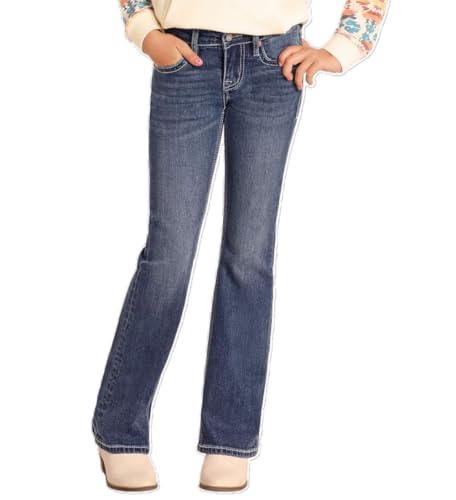 Rock & Roll Curved Cowhide Embroidery Bootcut Jeans