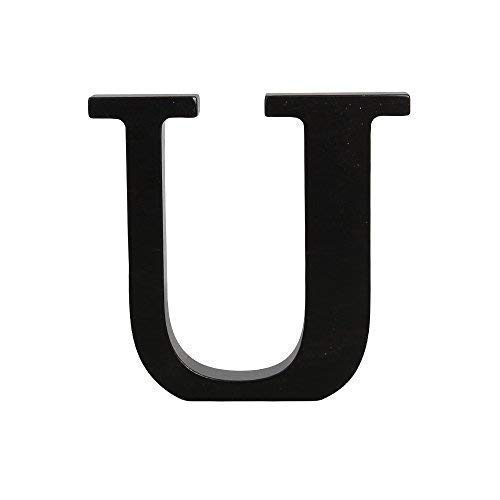 WedDecor Black Large Wooden Capital Alphabet U Letter for