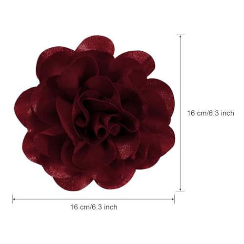 Image of 6.3 Inches Large Rose Flower Brooches and Pins for Women | Rose Flower Hair Clips & Brooches for Women Dresses | Hat Pins for Clothes, Burgundy