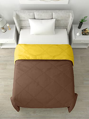 Image of Clasiko Reversible Single Bed Comforter; 60x90 Inches; 200GSM; Yellow & Brown