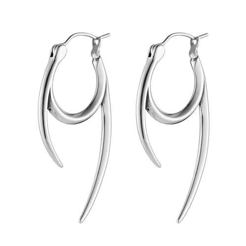 HZMAN Spike Earring for Men Women Retro Gothic Stainless Steel Lightweight Hoop Earring Jewelry Gift
